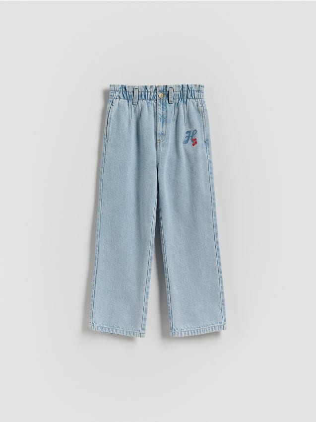 Reserved - Jeansy baggy fit z prostą nogawk - niebieski