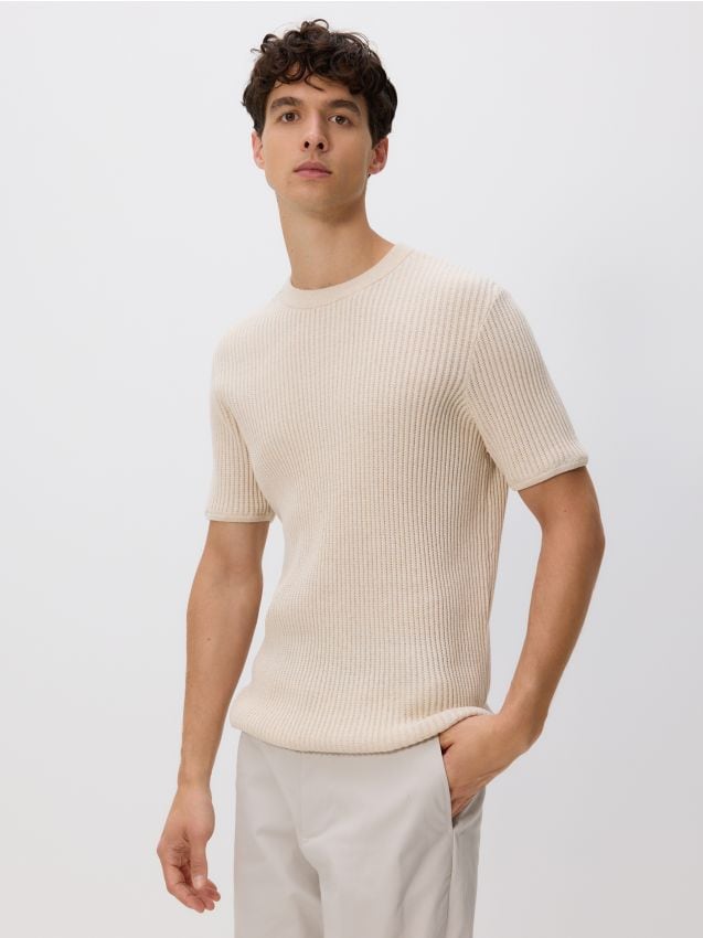 Reserved - Sweter z krótkim rękawem - beżowy