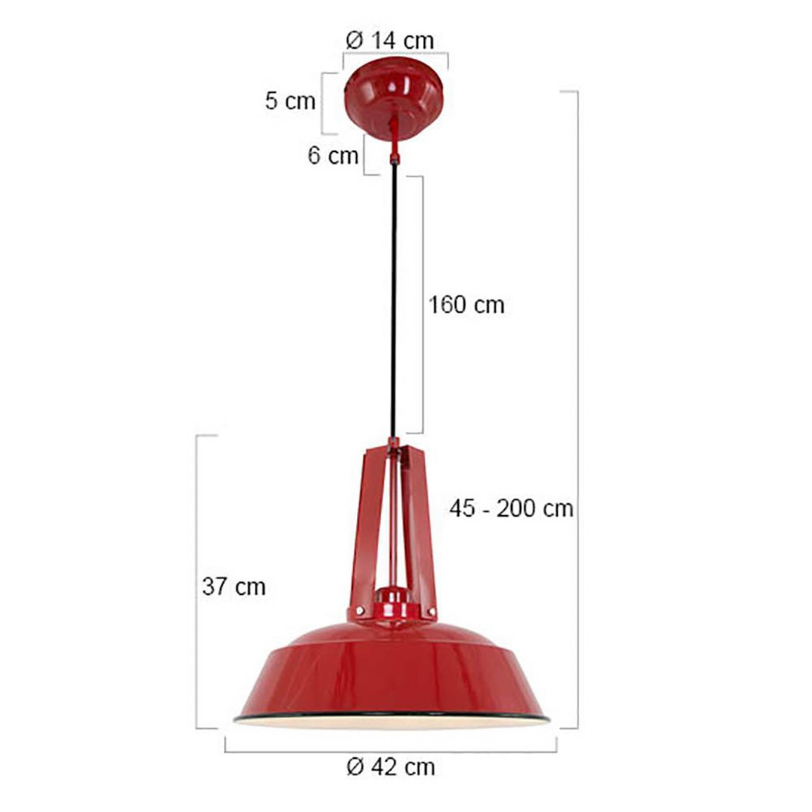 Steinhauer Lampa wisząca Eden, możliwość ściemniania, czerwony, kuchnia, metal, vintage