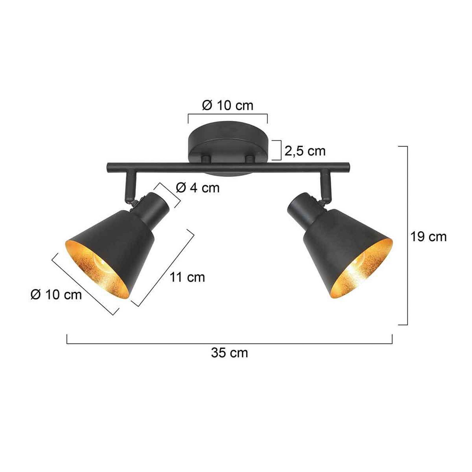Steinhauer Reflektor sufitowy Oeroe, 2-punktowa, czarna, metalowa, E14 możliwość ściemniania, czarny, salon / jadalnia, metal