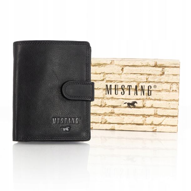 Mustang MĘSKI SKÓRZANY Portfel OCHRONA RFID PREZENT Pionowy ELEGANCKI MODNY