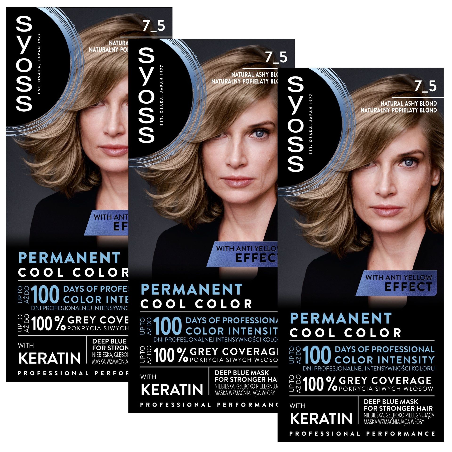 Farba trwała koloryzacja popielaty blond do włosów Syoss 3x
