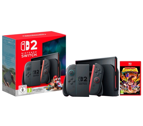 Nintendo Switch 2 Joy-Con Czarny + Mario Kart World + Donkey Kong Bananza
