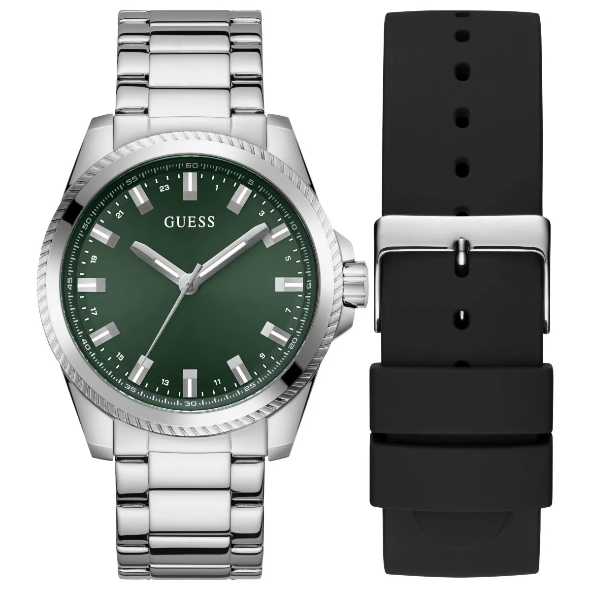 Guess Champ GW0810G2 zegarek męski srebrny + pasek ZESTAW