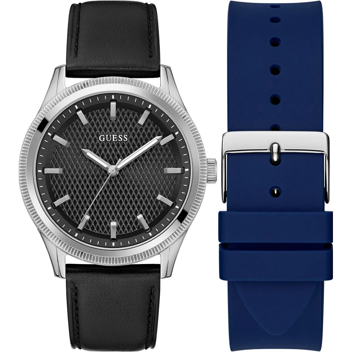 Guess Dex GW0852G1 zegarek męski srebrny ZESTAW DWA PASKI