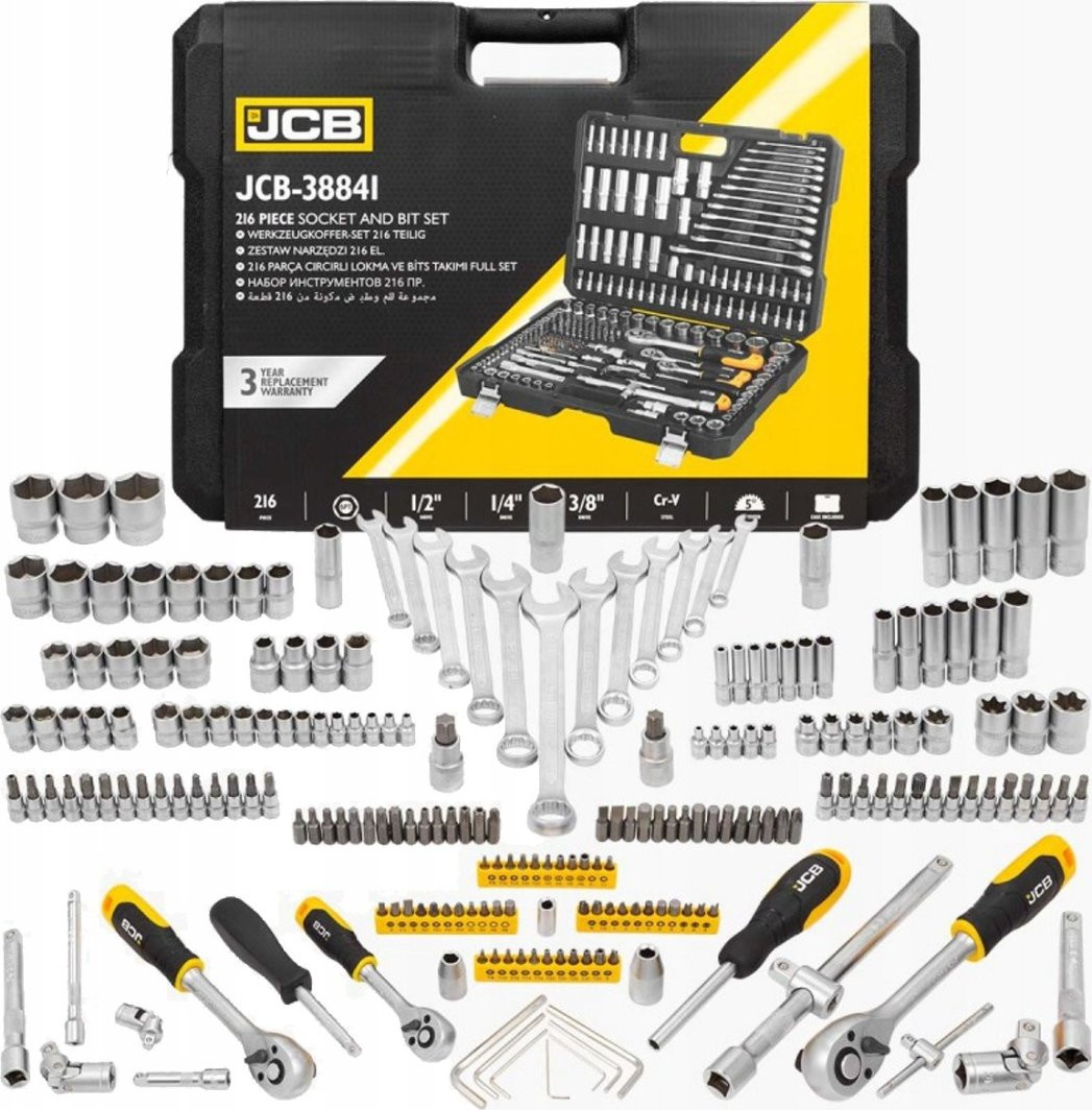 Zestaw narzędzi JCB KLUCZY 216el. 1/2