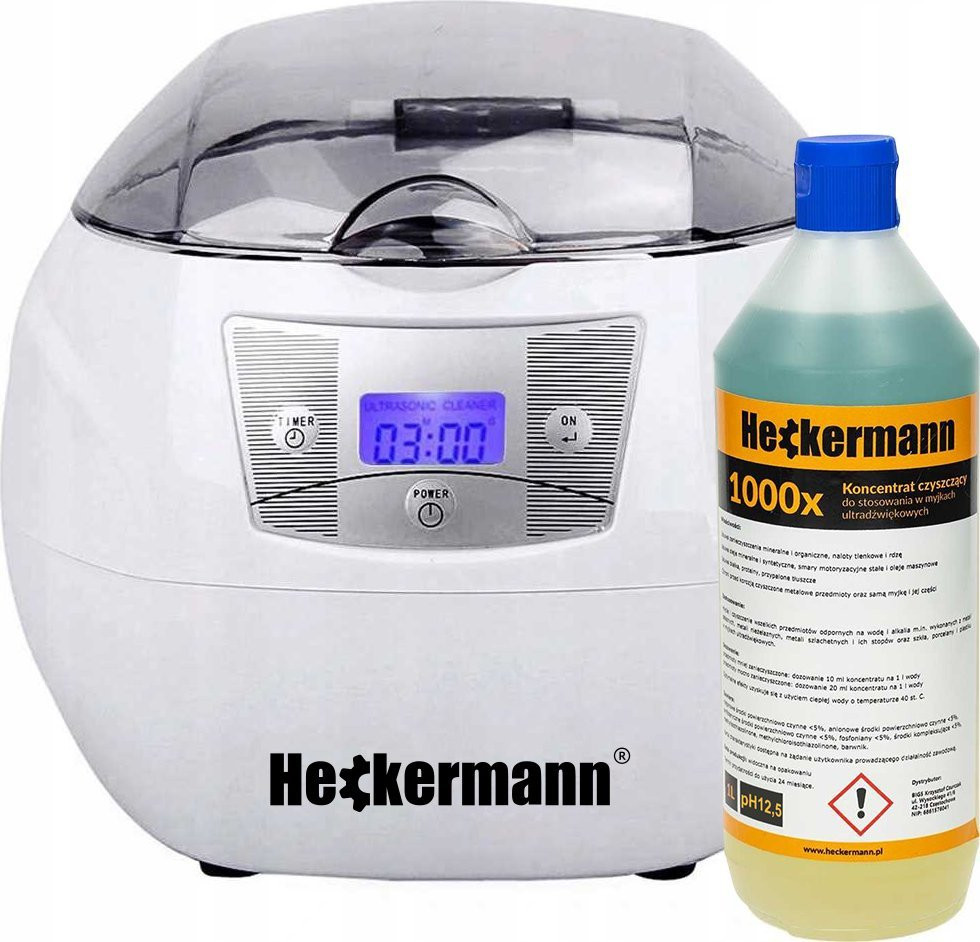 Myjka ciśnieniowa Heckermann Zestaw ultradźwiękowa JP-900S 0,75L + Płyn 1L