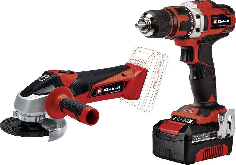 Zestaw narzędzi Einhell Tool set TE-TK 18/2 Li Kit (red/black, Cordless drill driver and angle grinder, Li-Ion