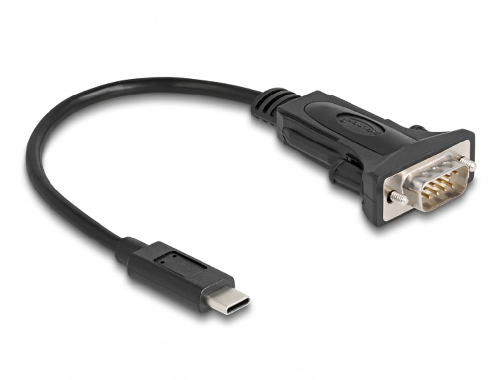 DeLOCK Adapter USB Type-C na 1 x szeregowy RS-232 D-Sub 9-pinowy męski ze śrubami, 0,25 m 64125
