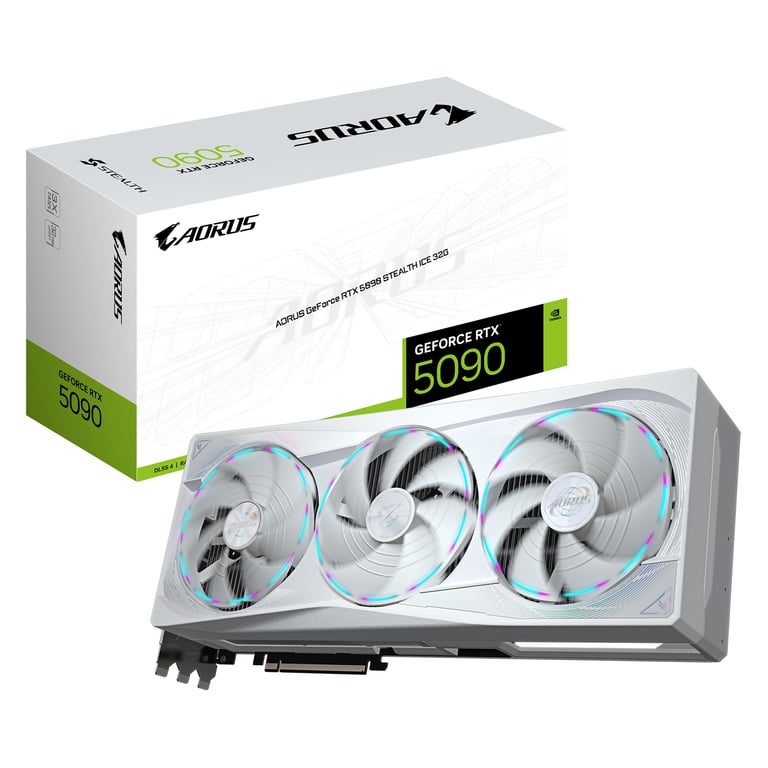 GIGABYTE AORUS GeForce RTX 5090 STEALTH ICE 32G NVIDIA 32 GB GDDR7 GV-N5090AORUSST ICE-32GD GV-N5090AORUSST ICE-32GD