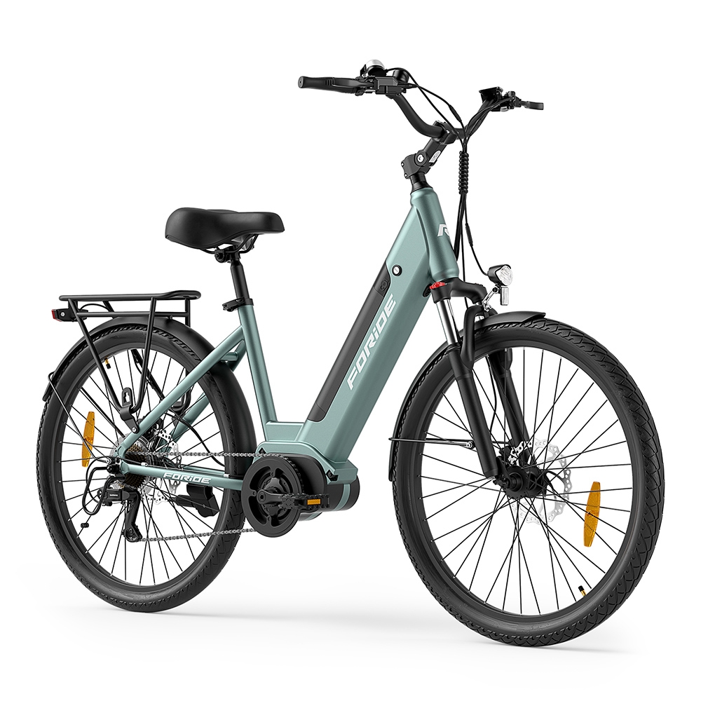 Rower elektryczny z silnikiem napędu środkowego Foride Urbano 1 250W, bateria 36V 13Ah, opony 26x2,1 cali - Zielony