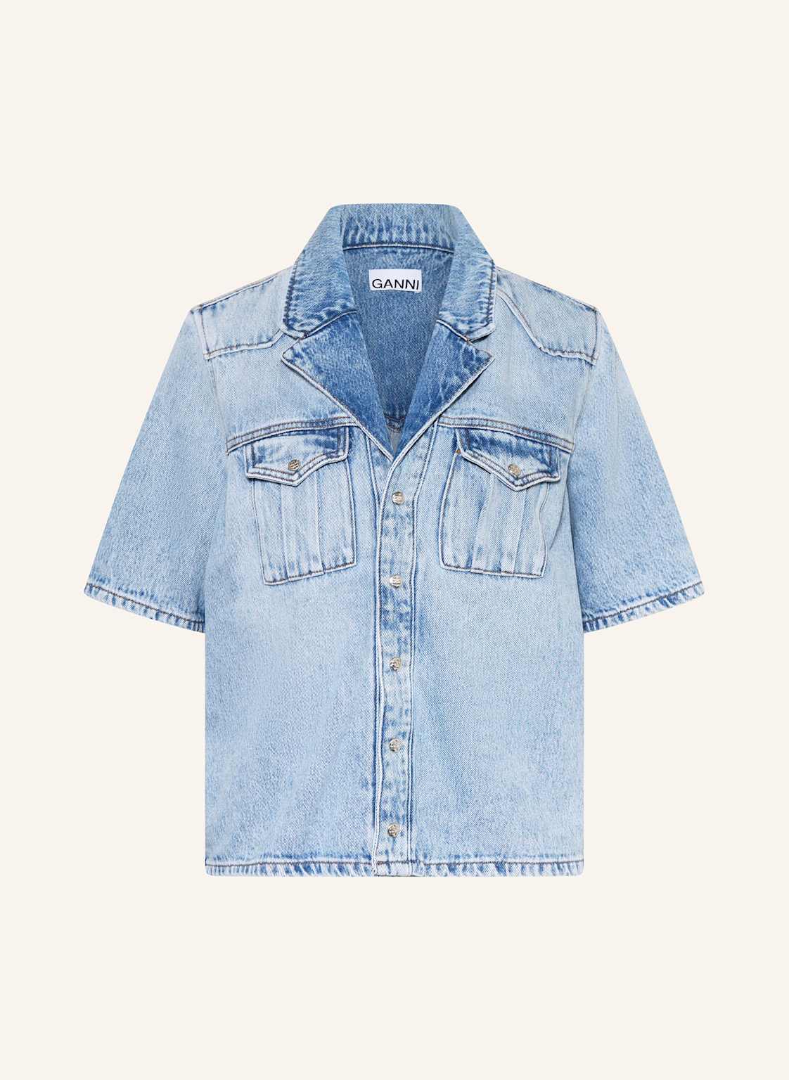 Ganni Bluzka Jeansowa blau