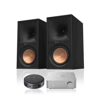 WIIM Wzmacniacz Vibelink Amp Srebrny + Odtwarzacz sieciowy ARYLIC Mini Czarny + Kolumny głośnikowe KLIPSCH R-60M Czarny (2 szt.)