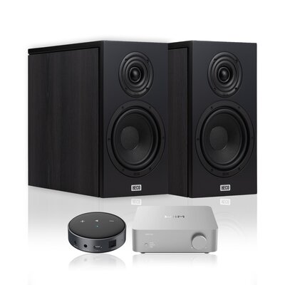WIIM Wzmacniacz Vibelink Amp Srebrny + Odtwarzacz sieciowy ARYLIC Mini Czarny + Kolumny głośnikowe HECO Aurora XT 300 Czarny (2 szt.)
