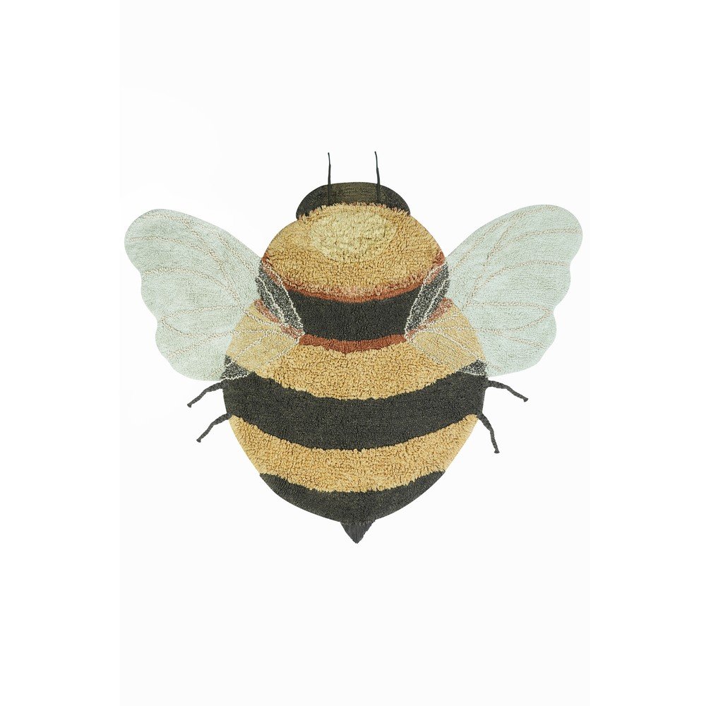 Żółty bawełniany dywan dziecięcy tkany ręcznie odpowiedni do prania 115x150 cm Bee – Lorena Canals