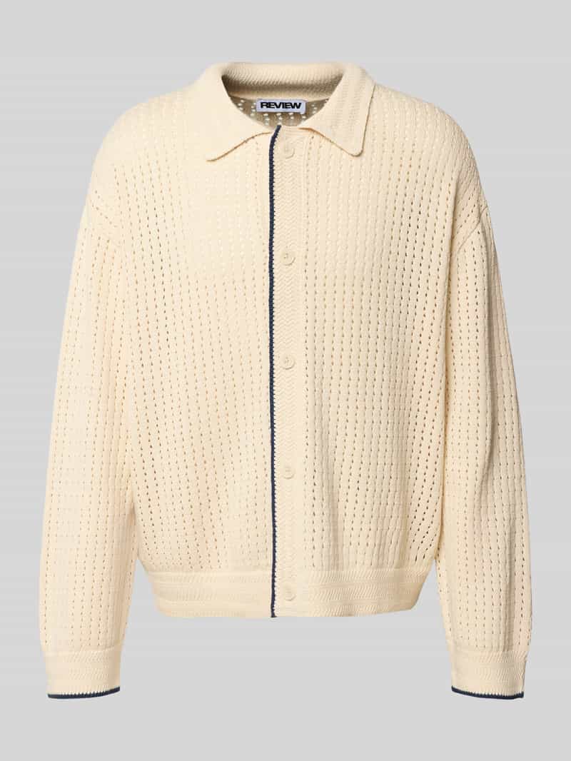 Kurtka z dzianiny z kołnierzykiem polo i listwą guzikową