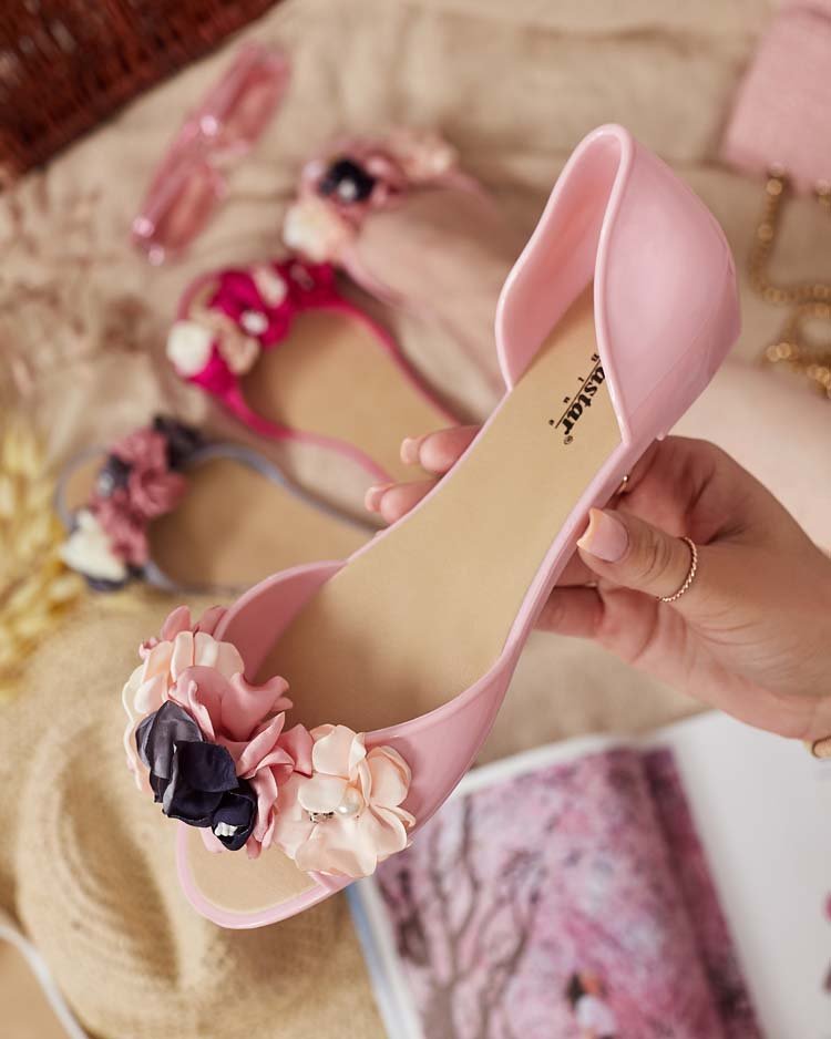 Royalfashion Gumowe baleriny z kwiatem Koddies-36