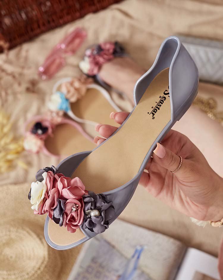 Royalfashion Gumowe baleriny z kwiatem Koddies-36