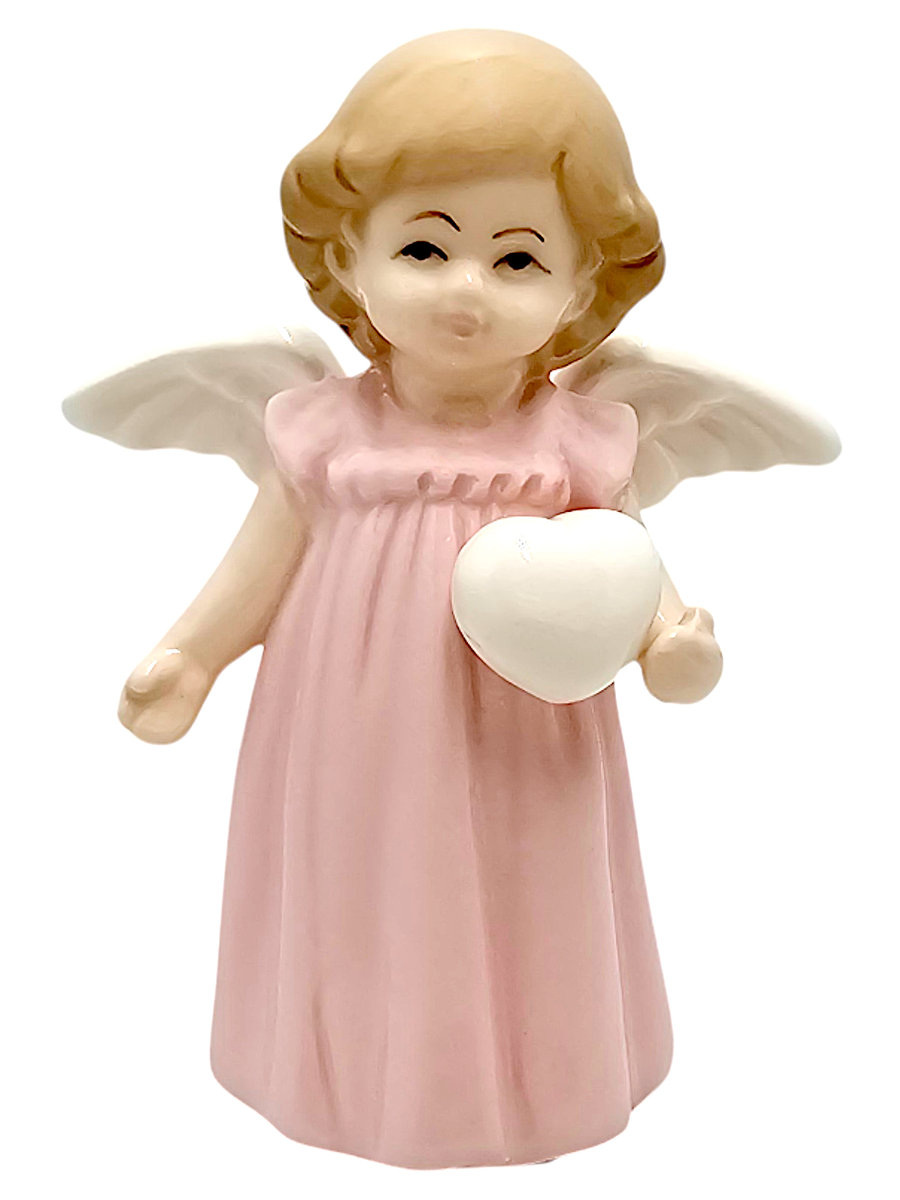 Figurka Aniołek porcelanowy 9,5cm - różowy 2525B
