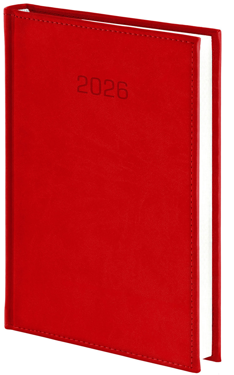 Kalendarz TERMINARZ A4 dzienny 2026 czerwony S/N osobno skóropodobna obwol