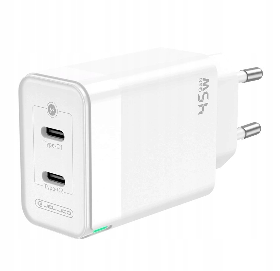 JELLICO ładowarka sieciowa C106 GaN PD 45W 2xUSB-C Biały