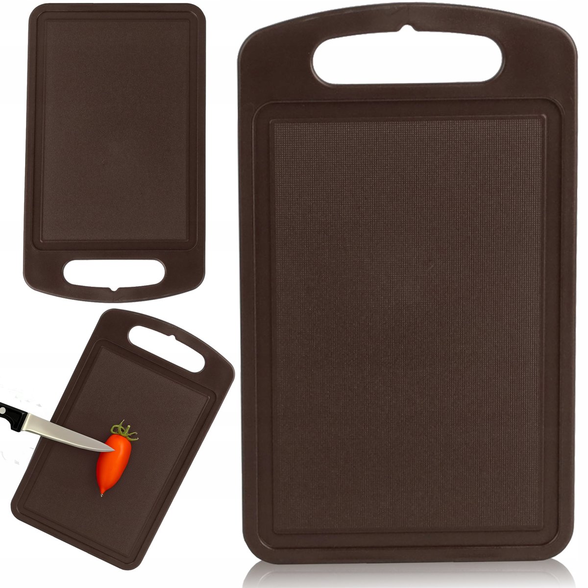 Deska Kuchenna Do Krojenia Plastikowa Brązowa 35X25Cm Uchwyt