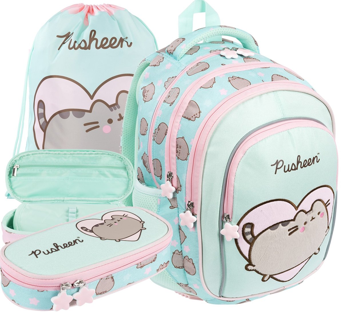 Zestaw szkolny plecak Kotek Pusheen Miętowy