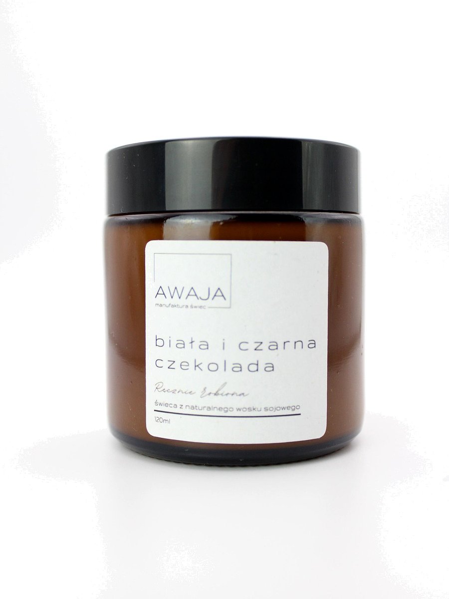 Świeca sojowa biała i czarna czekolada – zapachowa, ręcznie robiona, 120ml