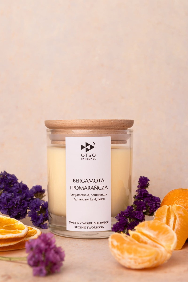 Świeca sojowa Bergamota i pomarańcza - świeca sojowa zapachowa - 250 ml