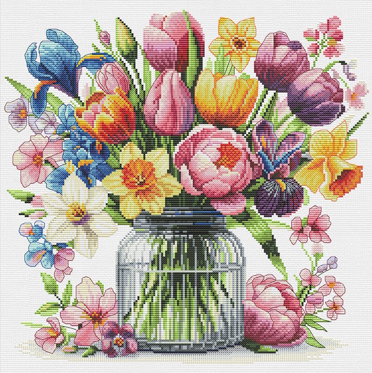 Haft krzyżykowy - Zestaw do haftu - Kwiatowa ekspresja