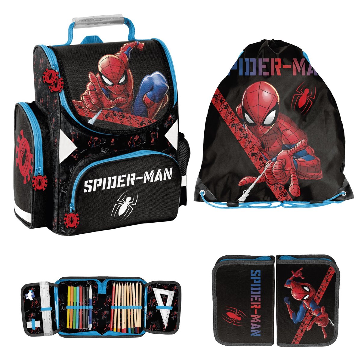 Zestaw szkolny 3-elementowy Spider-Man Paso tornister worek piórnik dla chłopca