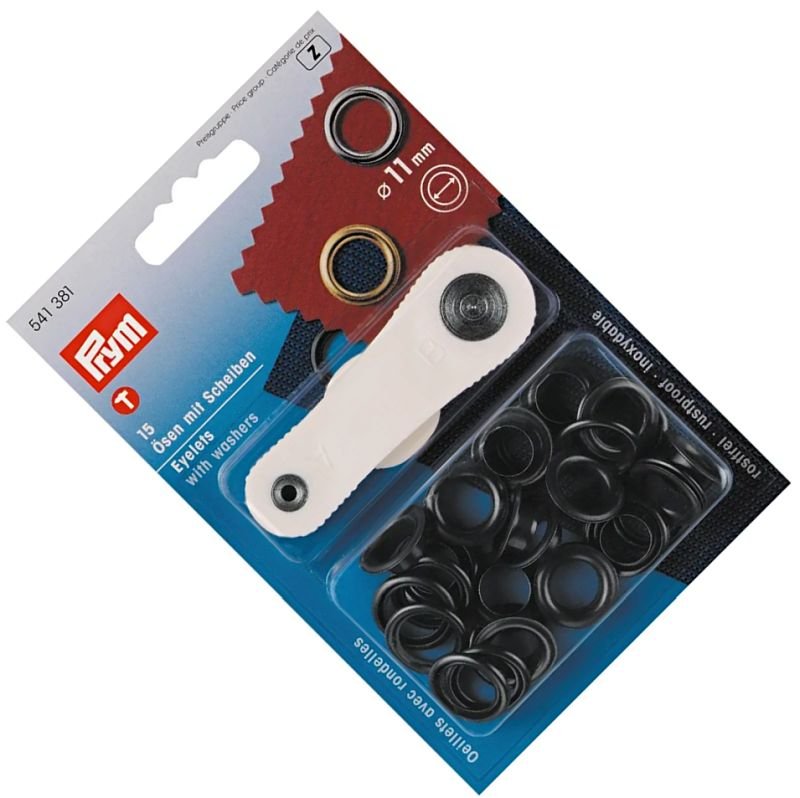 oczka do tkanin,jeansu fi 11mm czarne 15szt PRYM 541381 .