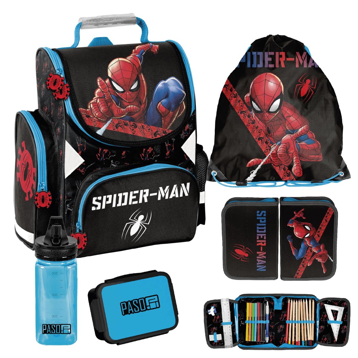 Zestaw szkolny 5-elementowy Spider-Man Paso dla chłopca klasa 1