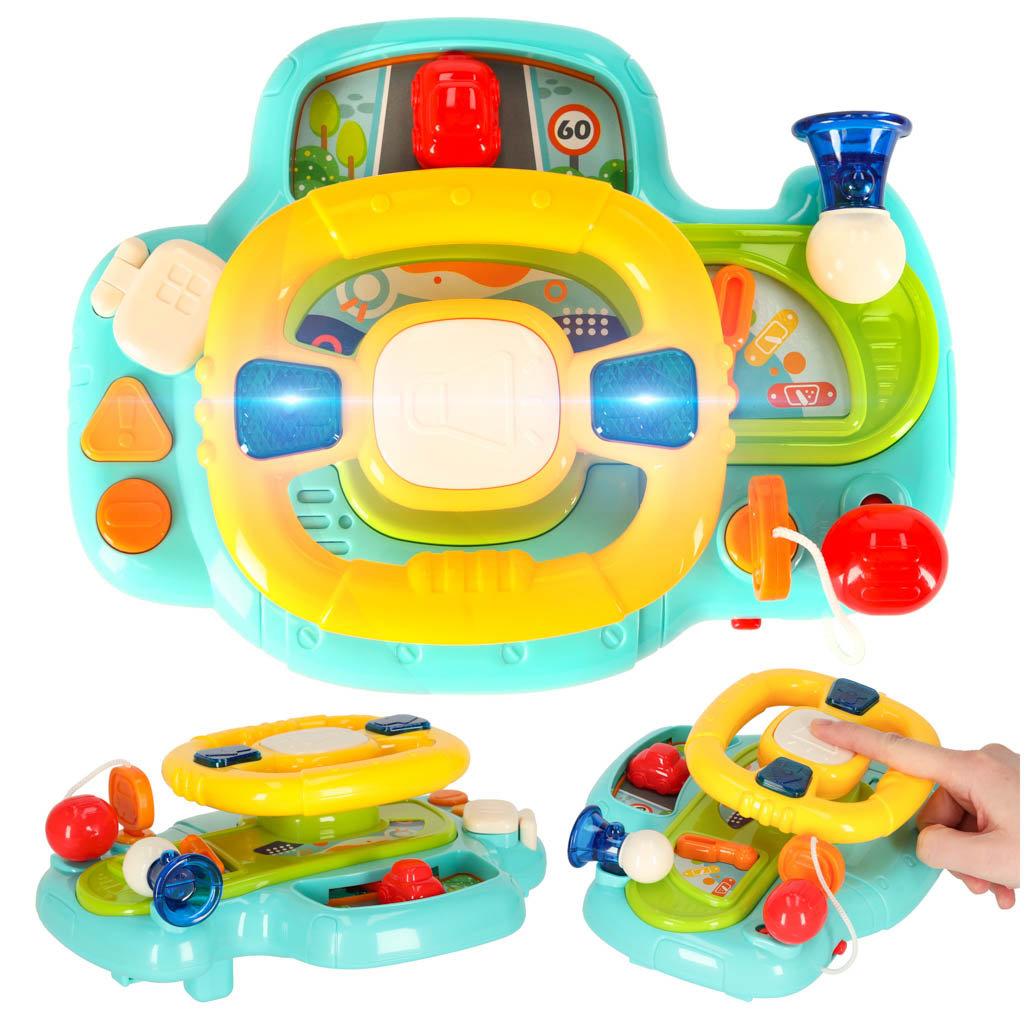 Kierownica Interaktywna dla Dzieci Symulator Jazdy Muzyka Dźwięki Niebieska