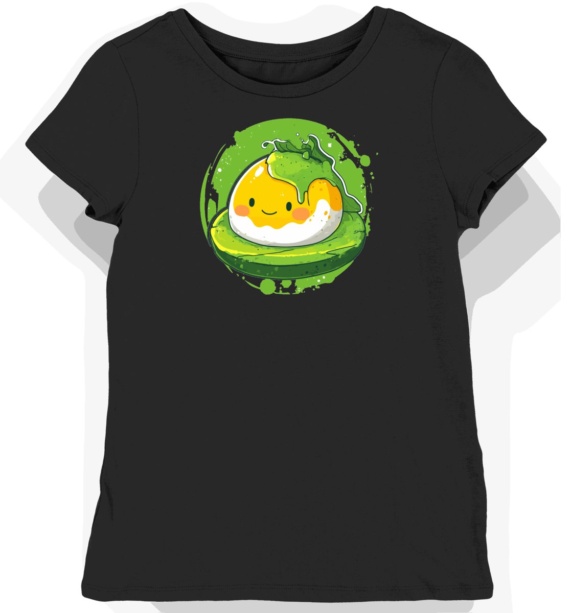 Koszulka damska czarna z nadrukiem Kawaii Gudetama L