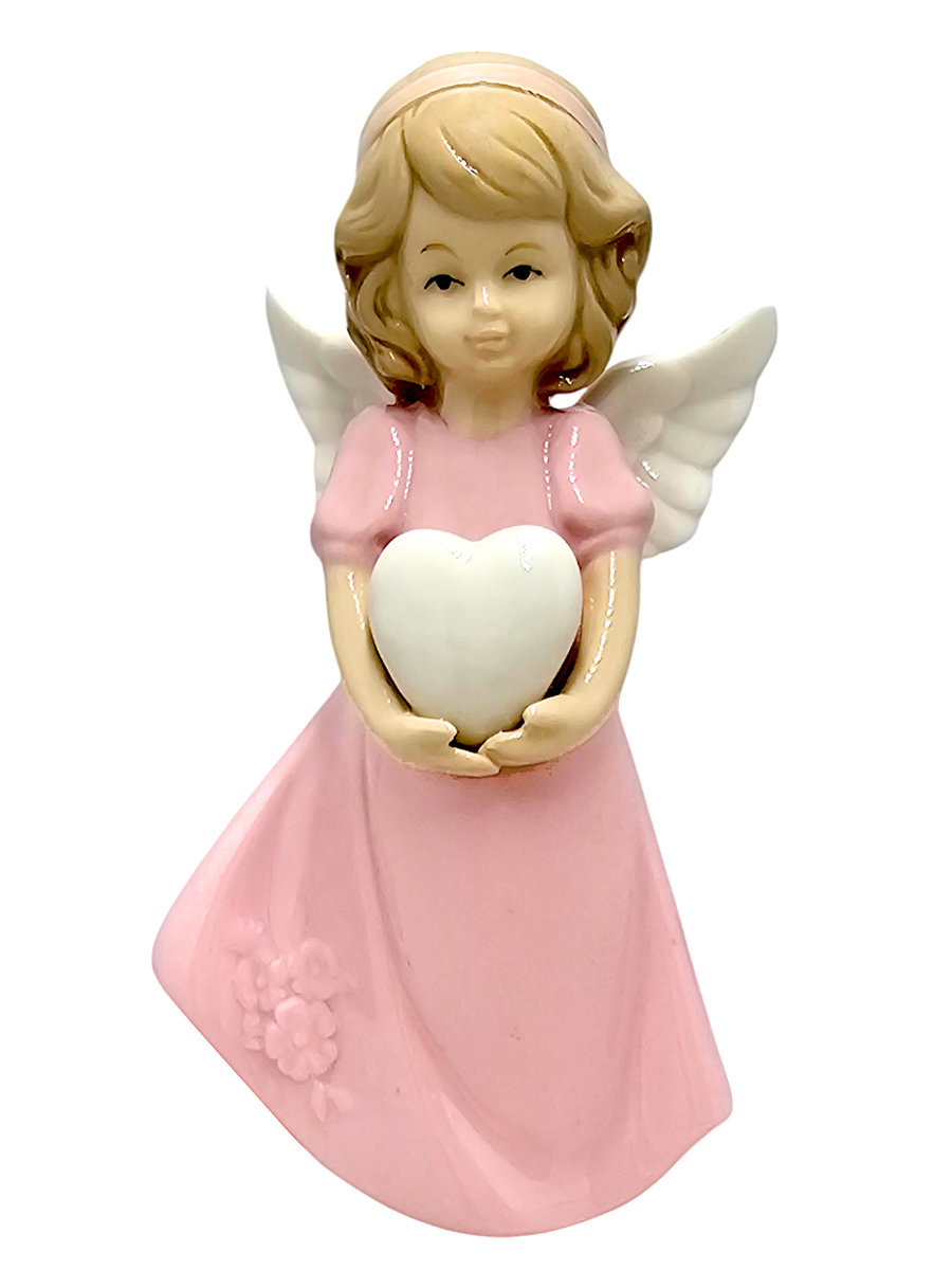 Figurka Aniołek porcelanowy różowy 14cm 2498D