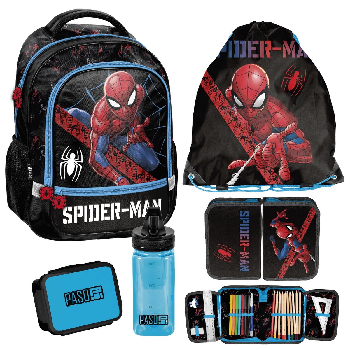 Zestaw szkolny 5-elementowy Spider-Man Paso dla chłopca klasa 1