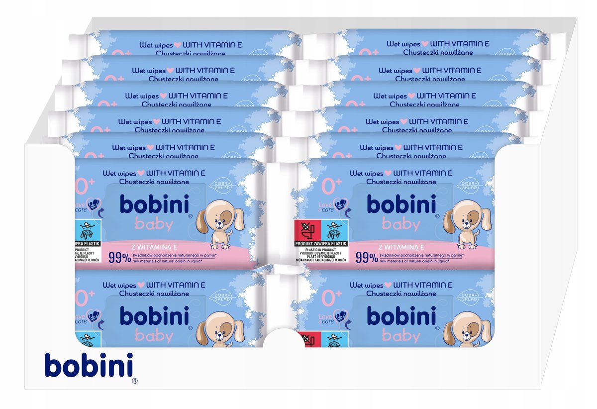 Chusteczki nawilżane BOBINI Baby z Witaminą E 60szt. x24