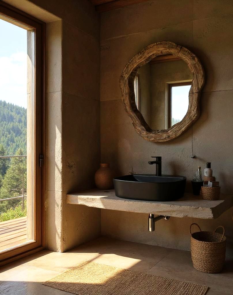 Niebanalne drewniane lustro do łazienki