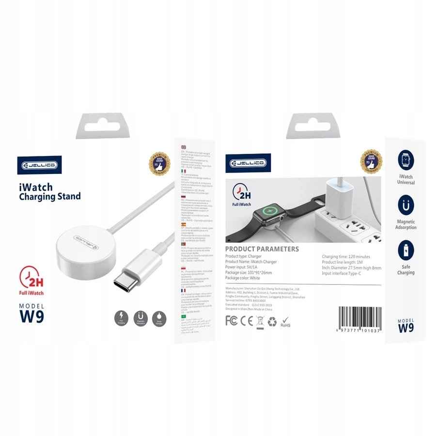 JELLICO kabel W9 USB-C - Apple Watch 3W 1M Biały