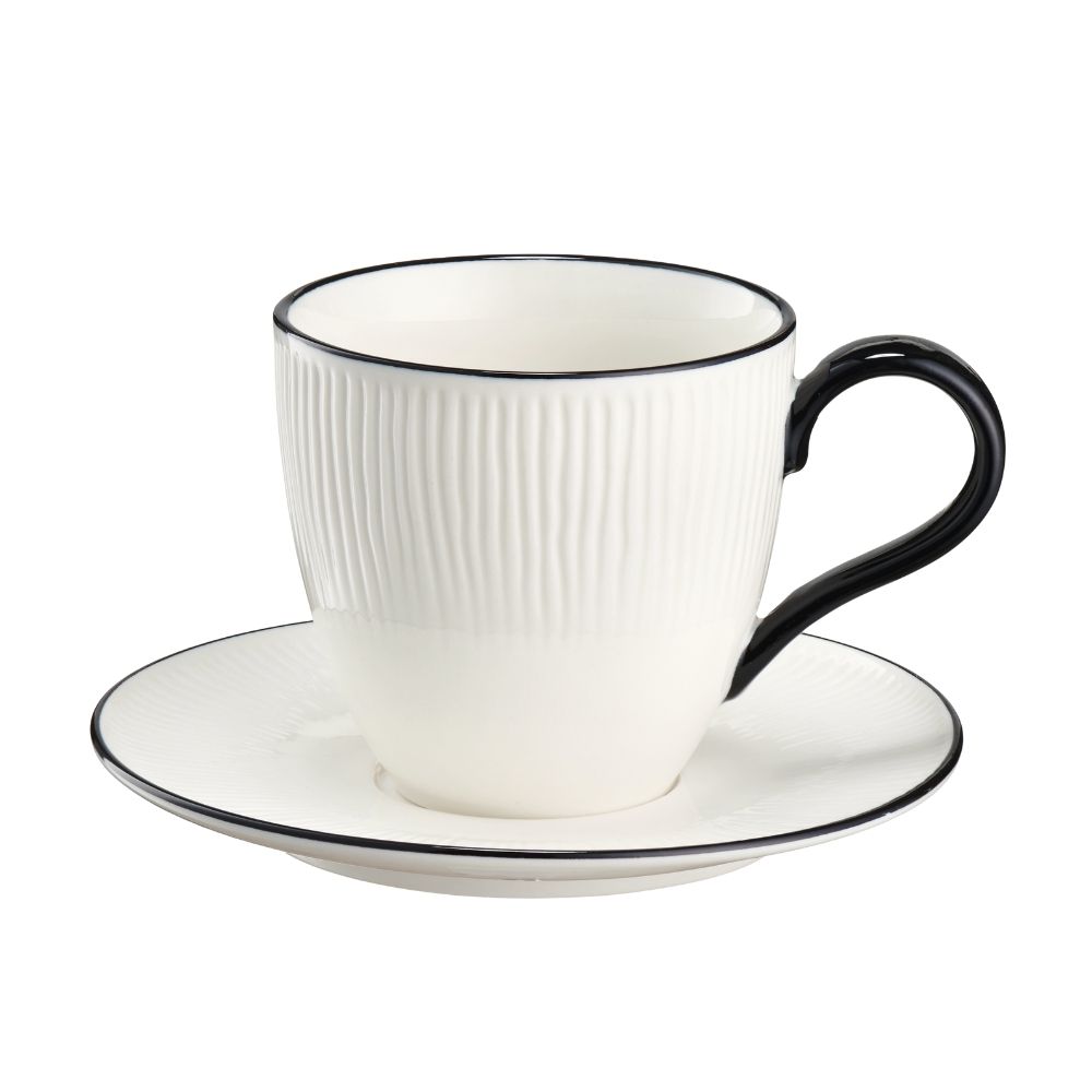 Filiżanka porcelanowa 220 ml ze spodkiem BONITA BLACK New