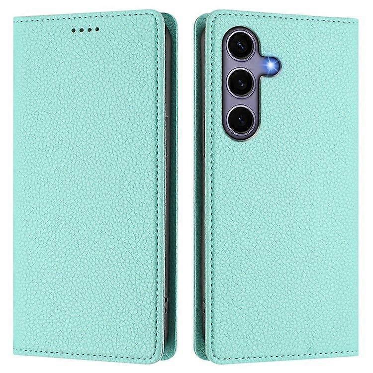 Skórzany pokrowiec na telefon komórkowy z teksturą Litchi do Samsung Galaxy S25 / S24, z etui z portfelem Zielony miętowy
