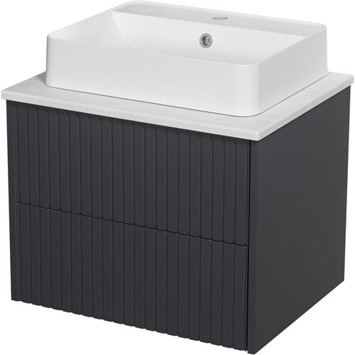 Szafka łazienkowa wisząca frezowana z umywalką 60 cm Mirage kolor szary mat