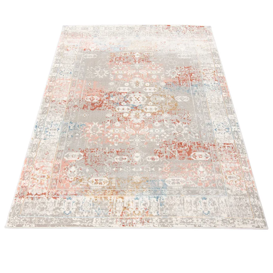 Beżowo-czerwony dywan przecierany - Sarota 6X