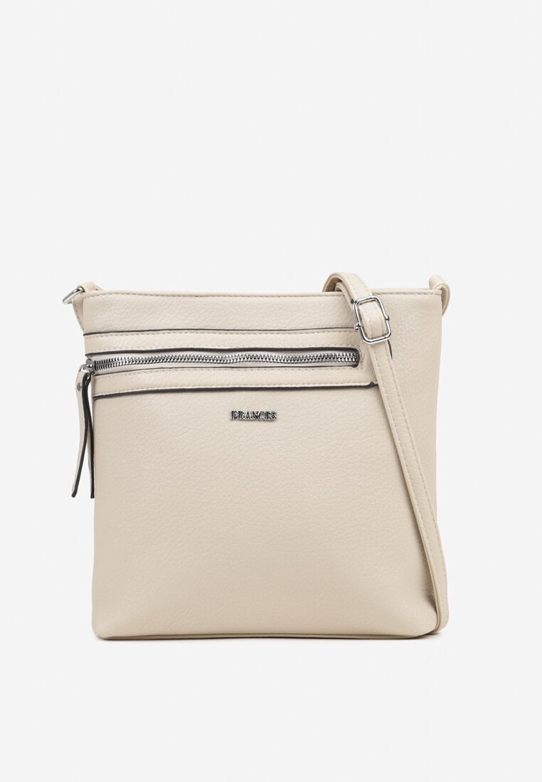 Jasnobeżowa Mała Torebka Listonoszka z Dodatkowym Suwakiem Dolista