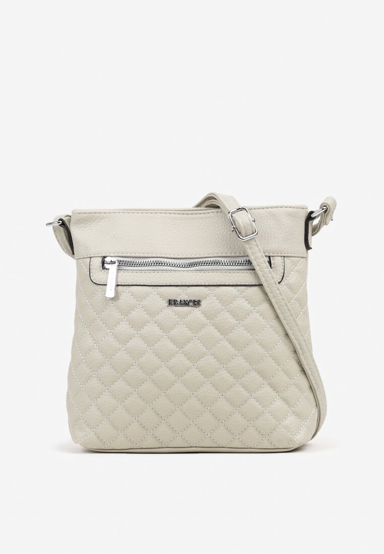 Szara Pikowana Torebka Listonoszka z Suwakiem Silendrea