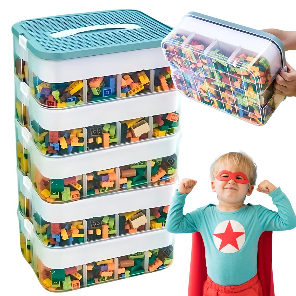 PUDEŁKO PLASTIKOWE NA KLOCKI POJEMNIK Z PRZEGRÓDKAMI 5 POZIOMÓW [DG-PK1-5W]