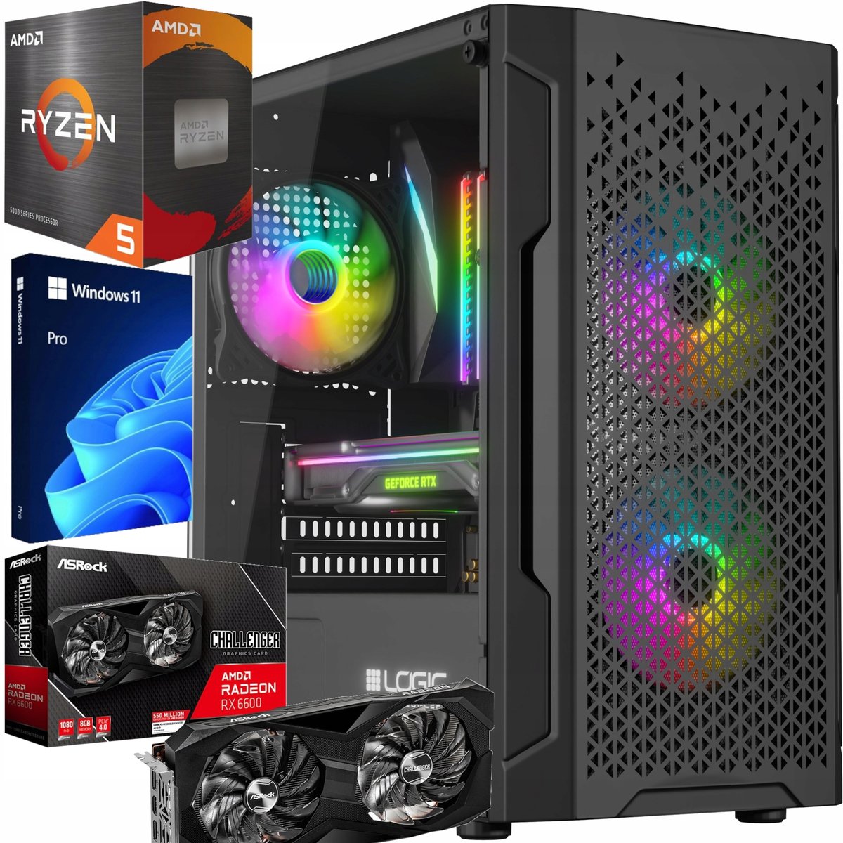 KOMPUTER GAMINGOWY l DO GIER l RYZEN 5500 l RX 6600 l 32 GB l 1TB SSD WIN11