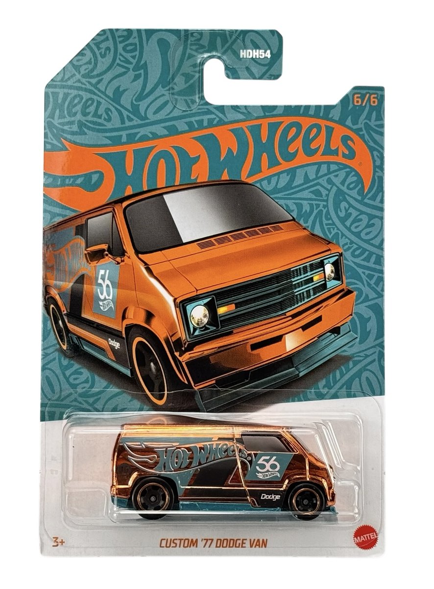 HOT WHEELS CUSTOM '77 DODGE VAN PEARL & CHROME 6/6 HVX09