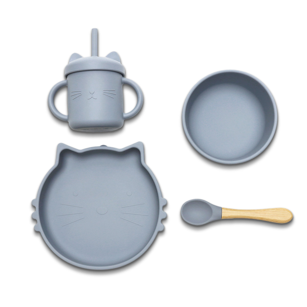 ZESTAW DO KARMIENIA 4EL SILIKONOWY ANTYPOŚLIZGOWY BPA FREE LORELLI SZARY